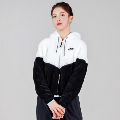 Nike耐克时尚女装运动休闲保暖连帽拼接绒面外套BV5469-133 Z