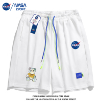 [两件58元]NASA夏季冰丝短裤男士潮牌小熊简约运动休闲薄款沙滩速干五分裤子