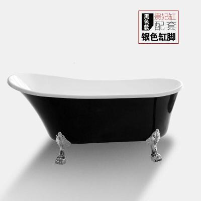 亚克力贵妃浴缸独立欧式美式贵妃缸家用小户型复古浴盆黑色浴缸银色缸脚波迷娜BOMINA