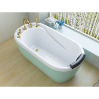 亚克力欧式家用独立式多色小浴缸银金两色五件套龙头彩色浴缸+金色五件套颜色备注波迷娜BOMINA