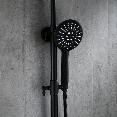 欧式黑色淋浴花洒配件不锈钢顶喷软管全铜2合一手喷波迷娜BOMINA