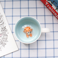 柱子哥3D卡通动物马克杯套装（盖子勺子） 小猫咪