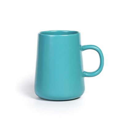 ins简约杯子北欧陶瓷马克杯 水杯套装风大容量创意宜家家用咖啡杯 火山口马克杯--湖蓝--送瓷勺