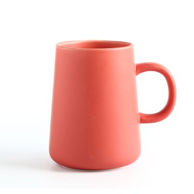 ins简约杯子北欧陶瓷马克杯 水杯套装风大容量创意宜家家用咖啡杯 火山口马克杯--红--送瓷勺
