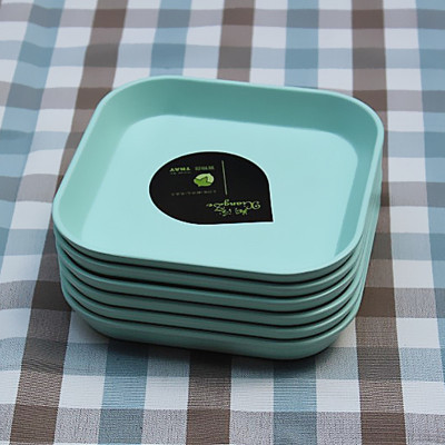 餐桌吐骨头碟放垃圾盘子家用桌面收纳多用置物四方水果盘干果碟 磨砂绿色15cm6个加厚