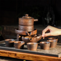 茶具套装家用石磨创意陶瓷烘焙精灵茶壶功夫茶杯半全自动懒人泡茶器 [旋转出水]扭转乾坤(柴烧)