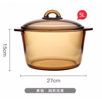 琥珀锅玻璃汤锅炖锅烘焙精灵透明锅家用燃气煲汤煮面锅 5L