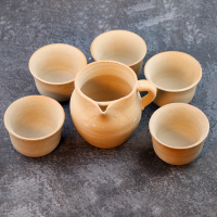 无釉云南仿古土陶茶罐烘焙精灵粗陶柴烧茶具茶杯酒杯茶壶 小茶罐加4个土陶杯