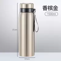 保温杯男茶水分离泡烘焙精灵茶户外便携水杯不锈钢壶带滤网 1500ml金色(茶水分离保温泡茶杯)