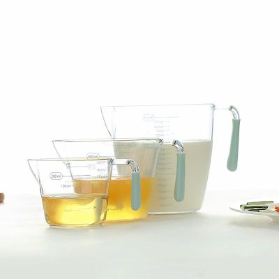 量杯带刻度家用计量杯透明烘焙精灵厨房烘焙工具称量毫升杯套装 橄榄绿