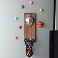 网红篮球壁挂式啤酒起子软磁铁冰箱贴开瓶器精酿篮筐接瓶盖瓶启子 篮球起瓶+2篮球+气球