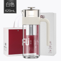 富光(FGA)高端FU+享系列冷水壶大容量过滤家用咖啡壶玻璃耐热开水壶 白色单壶