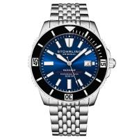 STUHRLING施图灵 男士 Depthmaster 流行时尚 百搭简约不锈钢蓝色表盘机械手表