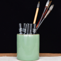 简约笔筒创意高端陶瓷桌面摆件学生文房毛笔筒办公室笔插