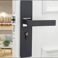 欧式古达门锁室内卧室房门锁美式黑色 门把手家用门锁具