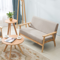 定制古达小户型木沙发北欧简约小型客厅卧室布艺单人双人两椅日式简易网红