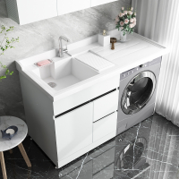 不锈钢阳台洗衣机柜组合石英石一体台盆定制水槽切角浴室带搓衣板
