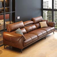 法耐(FANAI)意式极简真皮沙发客厅现代简约轻奢头层牛皮直排沙发油蜡皮