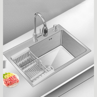 水槽洗菜盆单槽厨房家用304不锈钢手工洗碗盆古达加厚嵌入式洗菜水池