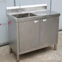 古达厨房一体柜水池灶台柜水槽柜式304不锈钢洗菜盆橱柜大单盆洗碗池