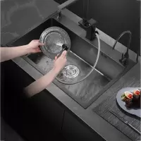 古达洗菜盆纳米水槽单槽厨房洗碗槽水池家用黑色