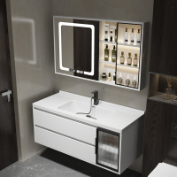 现代简约陶瓷一体盆浴室柜木洗脸洗手台盆组合洗漱台卫浴柜套装