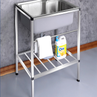 古达水槽单槽洗碗槽带支架厨房洗菜盆家用加厚水池槽洗手盆