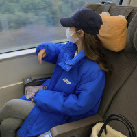 女式冬季宽松版外套韩版立领克莱因蓝棉服