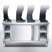 不锈钢厨房专用工作台打荷台置物架理线家切菜案板带门储物柜烘焙操作台