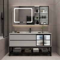 理线家轻奢岩板浴室柜组合智能卫生间洗手脸盆柜洗漱台一体现代简约镜柜