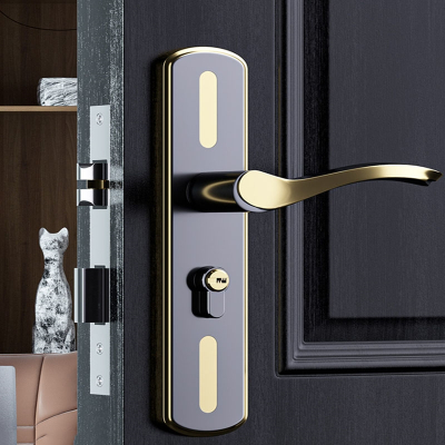 理线家卧室门锁室内家用通用型房间门木门锁具免改孔可调节门把手柄执手