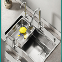 理线家厨房洗菜盆水槽大单槽家用手工盆洗碗槽纳米水池台下盆
