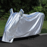 新款电动摩托车遮雨罩车罩电瓶防晒防雨罩车衣套遮阳盖布防尘罩子 亮银色 2XL 抖音