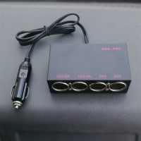 闪电客汽车用一分三充电点烟器大功率车载一拖三带USB电源转换分配器 150瓦大功率黑色（适用于不超过150瓦电器）