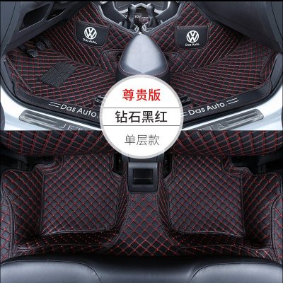 专用于大众新捷达脚垫全包围13-19款捷达VS5双层地毯汽车脚垫装饰 (带杯架)13-19捷达[钻石黑红]单层脚垫