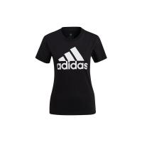 阿迪达斯Adidas W Bl T 美式复古运动型格Logo字母印花圆领短袖 正肩袖T恤 女款 黑色 GL0722