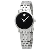 官方正品 摩凡陀(Movado)瑞士手表 进口原装2022新款 石英钢带女表 黑色精致表盘 博物馆系列 0607397