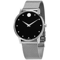 官方正品 摩凡陀(Movado)瑞士手表 钢带石英 简约黑色镶钻表盘 轻奢时尚 Museum系列 MV0607511