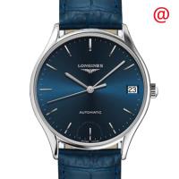 [官方正品]浪琴(LONGINES)瑞士女表 经典Lyre 时尚款皮带自动蓝色表盘机械女表 L4.361.4.92.2