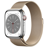 苹果(APPLE) Watch Series 8 银色不锈钢表壳;米兰尼斯表带 GPS+蜂窝网络 智能手表