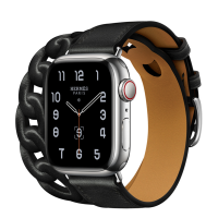 苹果(APPLE) Watch Series 8 银色不锈钢表壳:黑链爱马仕表带 41mm GPS+蜂窝网络 智能手表