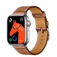 苹果(APPLE) Watch Series 8 银色表壳:爱马仕Single Tour表带 GPS+蜂窝网络 智能手表