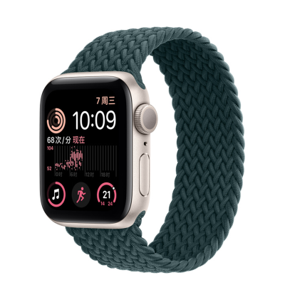 苹果(APPLE) Watch SE 星光色铝金属表壳;编织单圈表带 GPS+蜂窝网络 智能手表