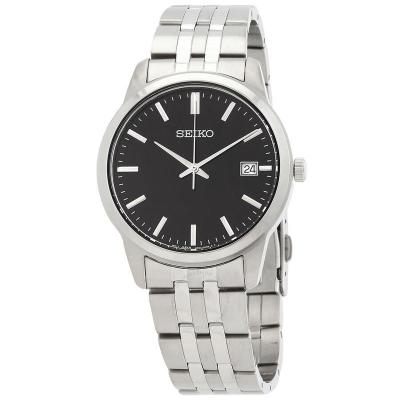 精工(SEIKO)Essential 石英黑色表盘男士石英手表 SUR401P1