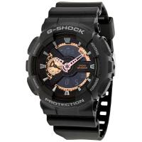卡西欧(CASIO) 男士 G-Shock 时尚百搭黑色树脂黑色表盘石英手表GA110RG-1A