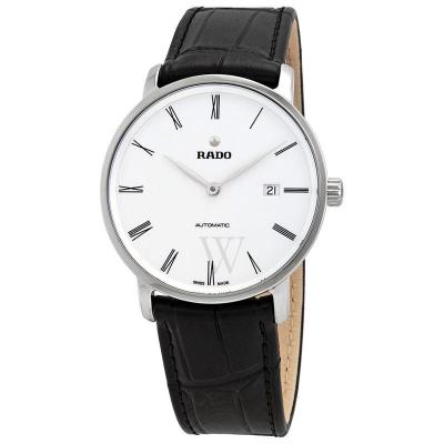 雷达RADO男士DiaMaster细线皮革白色表盘手表自动机械表商务休时尚百搭不透底折叠扣40.7毫米