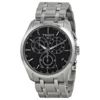 Tissot/天梭男士时装计时码表不锈钢黑色表盘Couturier系列简约气质防水腕表41毫米29931