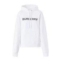 博柏利 BURBERRY 棉质字母印花连帽套头卫衣 女士白色运动休闲上衣 进口服饰 代购美国专柜