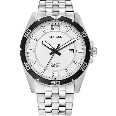 Citizen 西铁城 石英白盘钢带日显夜光休闲运动防水男表 BI5051-51A