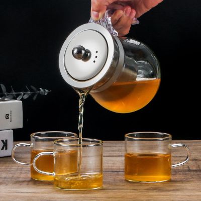 优旋 茶具[304内胆]加厚泡茶壶茶杯不锈钢过滤茶壶玻璃茶具套装